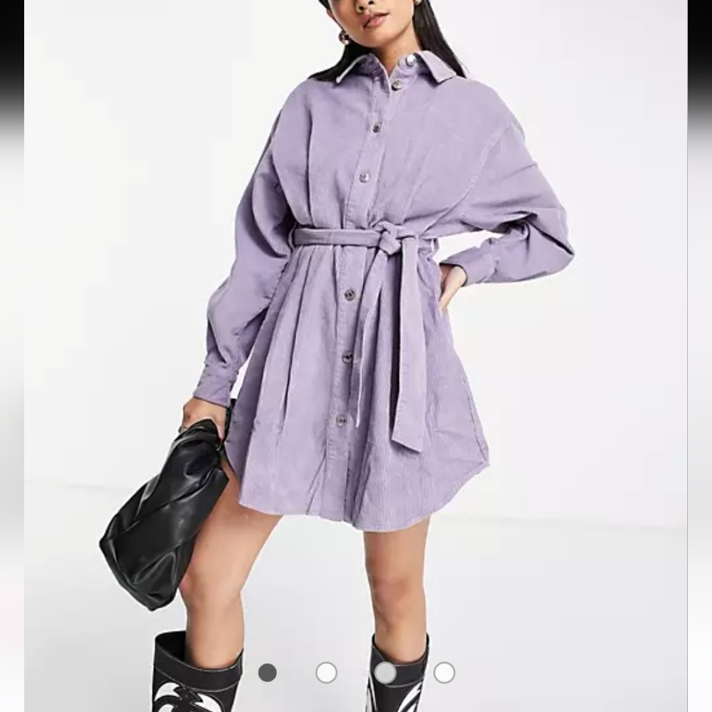 ASOS Curve Denim oversized belted shirt dress in washed Women's Size 18